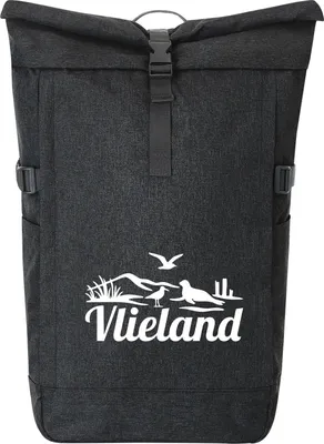 Produktbild von Huuraa Kurierrucksack Vlieland Niederlande 30-44 Liter Black Melange Fairtrade Rolltop Rucksack Geschenkidee