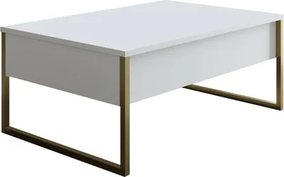 Image de Lavinia - Table basse, 90x60x40h cm Blanc, Porte-revues