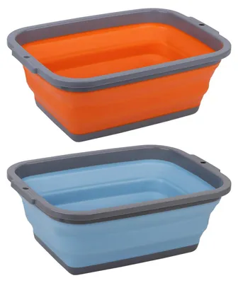 Image de Éviers pliables de 8,5 litres chacun, bac de lavage pliable pour la vaisselle, idéal pour le camping