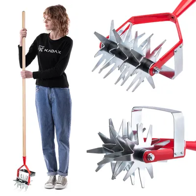 Obrázok produktu pre Kultivátor KADAX "Berget", záhradný kultivátor, vertikutátor pre záhradu s drevenou rukoväťou, 13 cm
