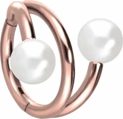 Produktbild von Ohrpiercing, Nasenpiercing, Septum Piercing Titan Segmentring Clicker mit Innengewinde 3 RINGE + 2 SYNTHETISCHE PERLEN RoséGold Innendurchmesser: 12mm | Kugelgröße: 4mm