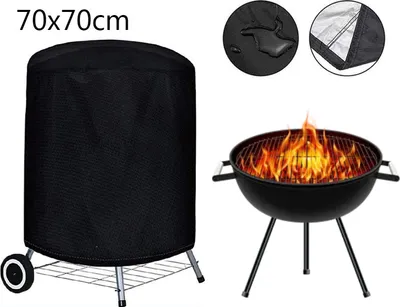 Produktbild von 210D Polyester  Abdeckhaube Schwarz Grillabdeckung Grill Schutzhülle Cover Kugelgrill Smoker wasserdicht