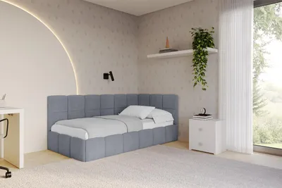 Produktbild von ALTDECOR Jugendbett mit Bettkasten - LIVY - 80x200 cm Grau - Casablanca 2314 - Bett ohne Matratze - Einzelbett mit Stauraum - Polsterbett Kinderbett