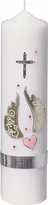 Produktbild von Taufkerze Mädchen 25 x 6 cm mit Namensverzierung und Geschenkkarton, Nr. K44
