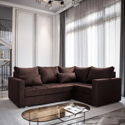 Produktbild von Masseno Ecksofa LIRENO R-S mit Schlaffunktion L-Form, Sofa mit Bettkasten, Wohnzimmersofa, Couch, Soffa, Bettsofa, Couchgarnitur- Braun, KRONOS 06