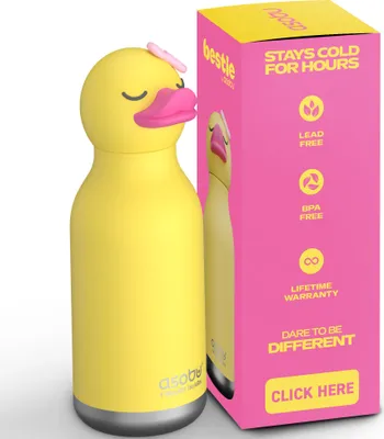 Produktbild von Asobu® Kindertrinkflasche BESTIE mit Strohhalm 460ml - ENTE