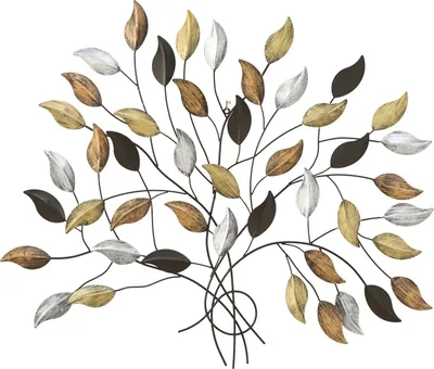 Produktbild von Wandobjekt - Goldfarben - Silbergrau - Schwarz - Metall - 103 x 91 cm - Blätter