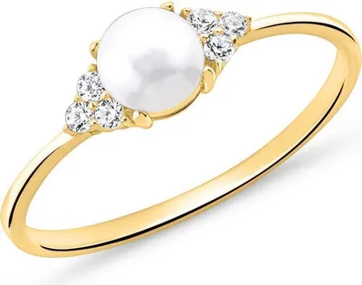 Produktbild von Unique Damenring 925 Silber vergoldet Perle Zirkonia (Größe: 52mm)