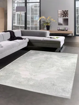 Produktbild von Teppich Luxus Designerteppich mit Naturfasern grau Größe - 80x150 cm
