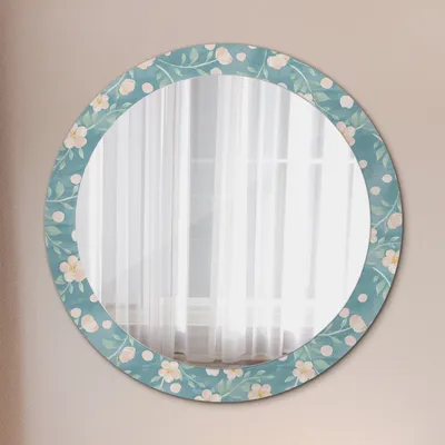 Produktbild von Modern Spiegel - Wandspiegel Design Wandmontage – Badspiegel mit Aufdruck - Rundspiegel - Floral Muster - Runder: Ø80cm