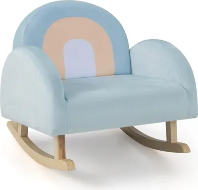 Produktbild von Kindersessel, Kindersofa mit Rückenlehne, massiven Holzfüßen & Kippsicherung, Schaukelstuhl Kinder für Spielzimmer, Schlafzimmer, Wohnzimmer, für Kinder 3-5 Jahre (Blau)