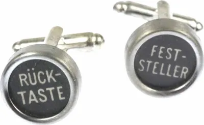 Produktbild von RÜCKTASTE FESTSTELLER Manschettenknöpfe Schreibmaschinentaste Miniblings schwarz