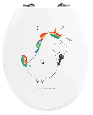 Produktbild von Mr. & Mrs. Panda Toilettendeckel Einhorn Sänger - Weiß - Geschenk, Holz, Disco, WC Brille, Unicorn, Sitz, Konfetti, Fest, Toilettenbrille, Einhörner, Geburtstag