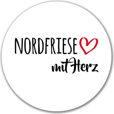 Produktbild von Huuraa Aufkleber Nordfriese mit Herz 10cm rund Sticker Geschenkidee
