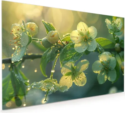 Produktbild von Küchenrückwand Spritzschutz Glas mit Motiv Blühende Knospen 40 x 40 cm