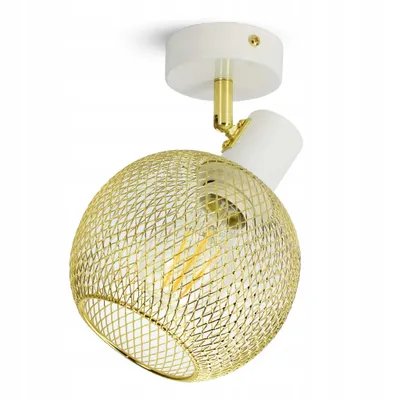 Produktbild von LUXOLAR Deckenleuchte Schwenkbar E27 60 W mit Netz Gold-Weiß - Deckenlampe für Wohnzimmer, Küchen
