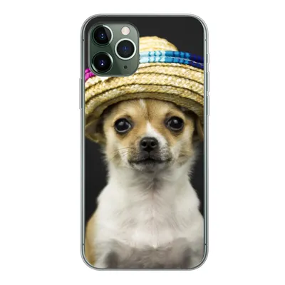 Produktbild von MuchoWow® Handyhülle Schutzhülle Hülle für iPhone 11 Pro Hund - Sombrero - Schwarz Silikon Softcase Handy Hülle - Handy