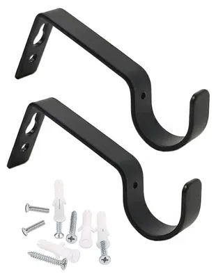 Gardinenstangenhalter aus Eisen, 2 Stück, schwarz, Wandmontage