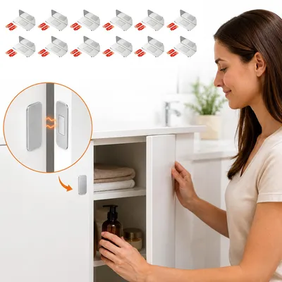 Produktbild von 8 Stück Schrankmagnet selbstklebend, Magnetverschluss ohne Bohren, ultraflacher Türmagnet für Schrank, Schublade und Innentür