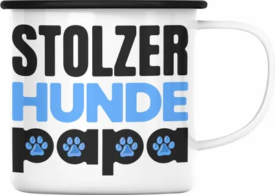 Produktbild von Trendation - Stolzer Hunde Papa Emaille Tasse Geschenk Hundepapa Geschenkidee für Hunde-Papis Und Herrchen Becher (Schwarz)