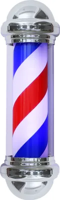 Produktbild von Barbierstab klassisch weiß blau rot Barber Pole 75cm drehbar LED Birne, L016