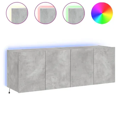 Image de vidaXL Armoires TV murales avec lampes LED 2 pcs. Gris béton 60x35x41 cm