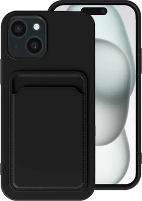 Obrázek produktu pro Pouzdro na telefon Smartphonica vhodné pro iPhone 15 s držákem na karty - zadní kryt TPU s přihrádkou na karty - černé