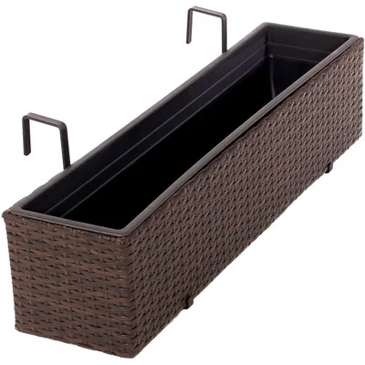 Produktbild von Wetterfester Balkonkasten aus Polyrattan, 20 x 80 x 19 cm