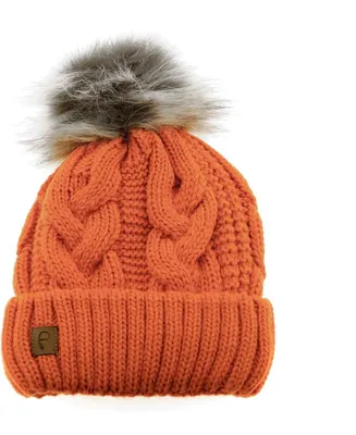 Zdjęcie produktu dla Czapka Faera zapewniająca ciepło jesienią lub zimą Czapka Bobble z podszewką w kolorze pomarańczowym
