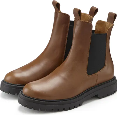 Produktbild von Elbsand Stiefelette Chelseaboots, Schlupfstiefel, Bikerboots, Sommerstiefelette camel/schwarz Größe 44