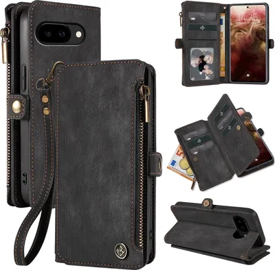 Produktbild von Handy Hülle für Google Pixel 9a Geldbeutel Geldbörse RFID Schutz Klapphülle Cover Schutzhülle Wallet Farbe: Schwarz