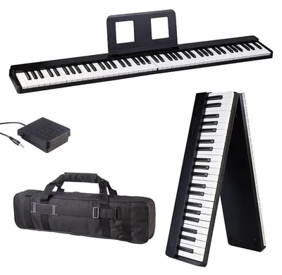 Image de Piano numérique pliable connecté avec pédale et 88 touches lumineuses