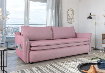 Produktbild von MIUFORM Charming Charlie - Sofa mit Bettfunktion und Bettkasten - 225x92cm - Puderrosa - 3-Sitzer Schlafsofa