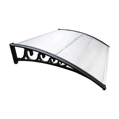 Zdjęcie produktu dla VINGO daszki do drzwi wejściowych 120 x 100 cm daszek przezroczysty poliwęglan daszek daszek 5 mm, wspornik PP, daszek do ochrony przeciwsłonecznej na zewnątrz ochrona przed deszczem