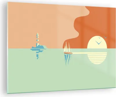 Produktbild von Bilder auf glas - Einteilig - Sonne Segelschiff Laterne - 70x50cm - Glasbilder - Wandbilder - Bilder - zum Aufhängen bereit - Wanddekoration aus Glas - Glas Bilder - Wandbild auf Glas - GAA70x50-4888