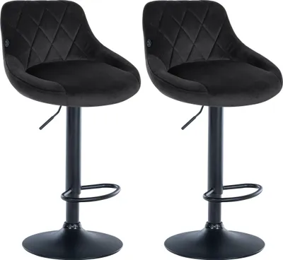 Produktbild von 2er Set Barhocker Lazio Samt, Farbe:schwarz, Gestell Farbe:schwarz