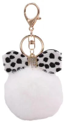 Produktbild von Schlüsselanhänger mit Bommel und Schleife, Strass, Taschen-Schlüsselanhänger, Weiß