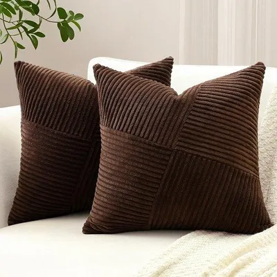 Obrázek produktu pro Uniqoos® Sada 2 kusů povlaků na polštáře, 40 x 40 cm, s pruhovaným vzorem, měkké a snadno udržovatelné, s nenápadným zipem – dekorativní povlaky na polštáře do obývacího pokoje a ložnice