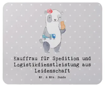 Produktbild von Mr. & Mrs. Panda Mouse Pad Kauffrau für Spedition und Logistikdienstleistung Leidenschaft - Grau Pastell - Geschenk, laptop mauspad, Mousepad, Lustig, Witzig, mousematte