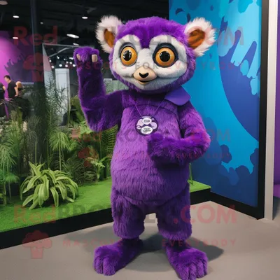 Produktbild von Lila REDBROKOLY Lemur Maskottchen kostüm mit Strampler und Ohrringen