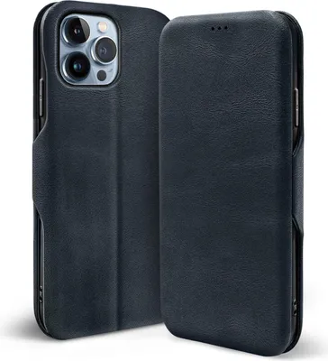 Produktbild von Conie Retro Klapp Tasche für iPhone 13 Pro Kartenfach Hülle Rundumschutz in Blau