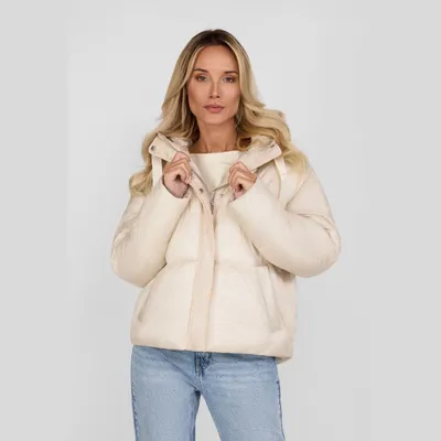 Produktbild von Minoti Steppjacke wattiert Kapuze Creme Gr. Medium für Mädchen
