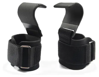 Produktbild von Weight Lifting Hooks 2 Stück, Hand Grip Support Wrist Straps Mit Stahlhaken, Für Deadlift Und Powerlifting Im Fitnessstudio