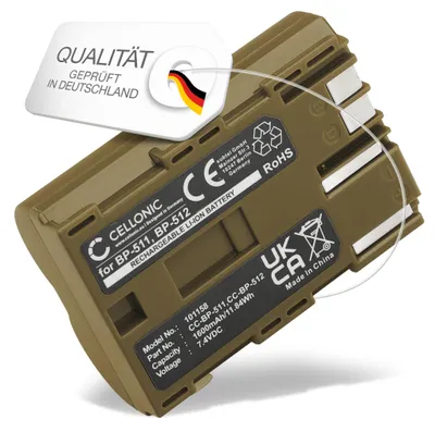 Produktbild von CELLONIC 1x Akku für Kamera Kompatibel mit Canon EOS 40D, EOS 5D, PowerShot G5, BP-511 - (1600mAh, 7.4V)