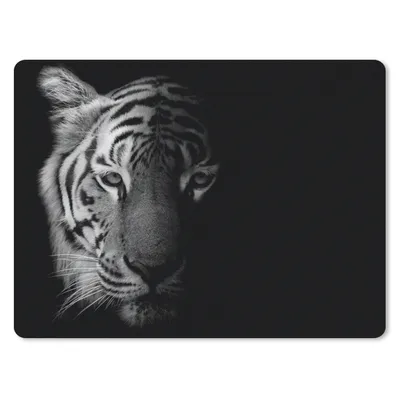 Produktbild von MuchoWow® Mauspad Mousepad Tiger - Tiere - Wild - Schwarz - Weiß 23x19 cm - Mousepads - Maus Mat - Pad - Mausunterlage - Schreibtischunterlage - Mauspad
