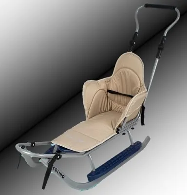 Produktbild von Sport Schlitten silber-cappuccino incl. Fußstütze, Schiebestange und Sitzauflage NEU