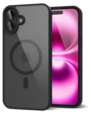 Obrázek produktu pro Magnetický kryt pro iPhone 16 Plus, kompatibilní s MagSafe, průhledné nárazuvzdorné pouzdro, ochranný zadní kryt Černá