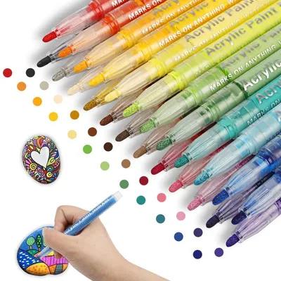Produktbild von Acrylstifte Set 24 Farben 2 mm Spitze für Glas Stein Holz Keramik Kartenherstellung