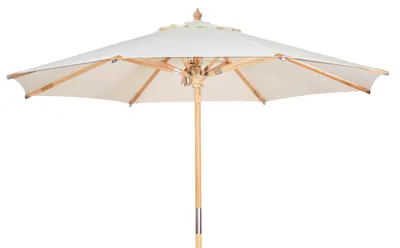 Produktbild von Gartenschirm 300 cm creme weiß Holzschirm rund als moderner Marktschirm Sunshine Style mit Edelstahlbeschlägen