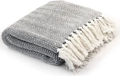 Obrázok produktu pre Deka, bavlnená, rybia kosť 160x210 cm, námornícka modrá
